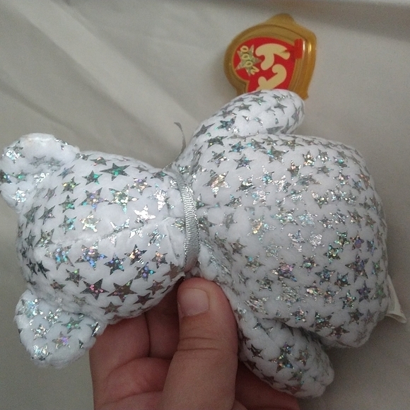 $ Ty Beanie bear white silver star 2000 beginnings bear. tag but not attached - Picture 4 of 6